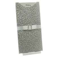 Wedding Invitations - DL Glamour Pocket - Pebbles Silver Rectangle Buckle - click for more details