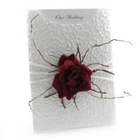 Wedding Invitations - C6 Glamour Pocket - Embossed Roses White & Red - click for more details