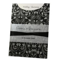 Wedding Invitations - C6 Glamour Pocket - Black Floral Glitter Wrap - Click for more details