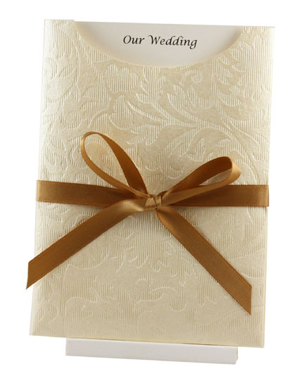 Wedding Invitation - C6 Glamour Pocket Botannica Ivory Pearl