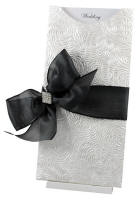 Wedding Invitations - DL Glamour Pocket - Bouquet White Pearl & Black - click for more details