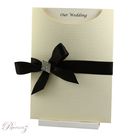 Wedding Invitations - C6 Pocket - White Gold Lumina Diamond Cluster