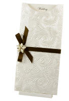 Wedding Invitations - DL Glamour Pocket - Majestic Swirl White Pearl Chocolate - Click for more details