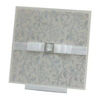Wedding Invitations - Square Olivia Pearl White with Diamante Buckle - Click for more details