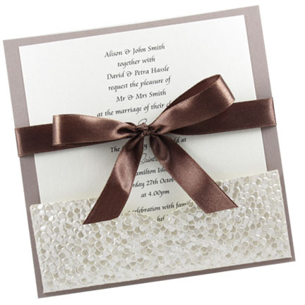 Wedding Invitation - 14.25cm Add A Pocket Pebbles Ivory