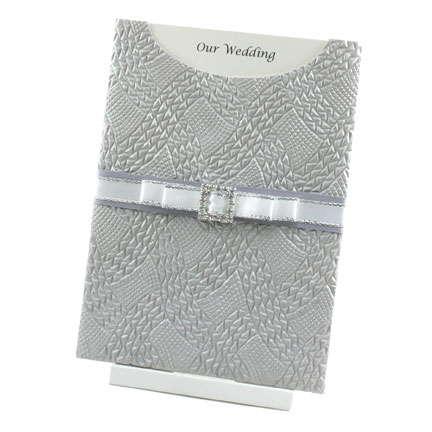 Wedding Invitations - C6 Glamour Pocket - Destiny Silver Pearl