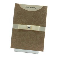 Wedding Invitations - C6 Glamour Pocket - Botannica Mink Pearl Diamante - click for more details