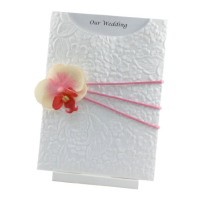 Wedding Invitations - C6 Glamour Pocket Embossed White Roses Orchid - click for more details