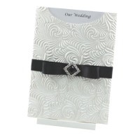 Wedding Invitations - C6 Glamour Pocket - Majestic Swirl White Pearl Cluster - Click for more details