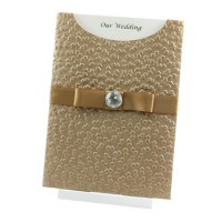 Wedding Invitations - C6 Glamour Pocket - Modena Mink Pearl Diamante - Click for more details