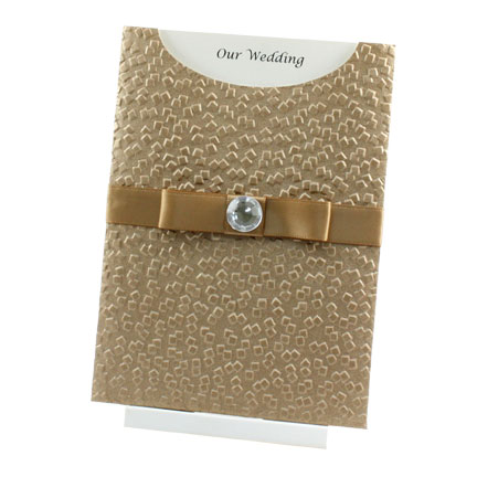 Wedding Invitations - C6 Glamour Pocket - Modena Mink Pearl Diamante