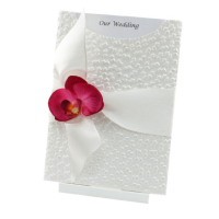 Wedding Invitations - C6 Glamour Pocket Modena White Pearl Orchid - Click for more details