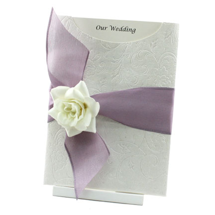 Wedding Invitations - C6 Glamour Pocket - Olivia White Pearl Rose