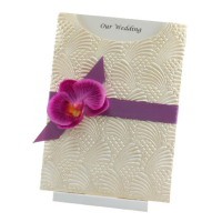 Wedding Invitations - C6 Glamour Pocket Sea Breeze Ivory Pearl Orchid - Click for more details