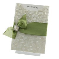 Wedding Invitations - C6 Glamour Pocket Trident Ivory with Olive - Click for more details