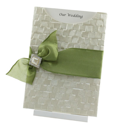 Wedding Invitations - C6 Glamour Pocket - Trident Ivory with Olive