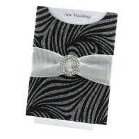 Wedding Invitations - C6 Glamour Pocket Venus Black Silver Glitter Parasilk - Click for more details
