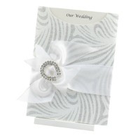 Wedding Invitations - C6 Glamour Pocket Venus White Silver Glitter Buckle - Click for more details