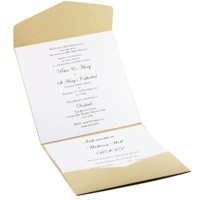 Wedding Invitation - 150 Pouch Pocket Fold in Kraft with Brooch - Inside View