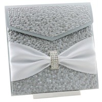 Wedding Invitations 150 Pouch Pocket Fold Silver Pebbles Arch Buckle