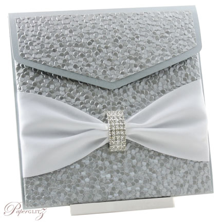 Inspirational Wedding Invitations 150 Pouch Pocket Fold Silver Pebbles Arch Buckle