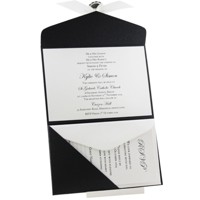 Wedding Invitations A6 Folio Pocket Fold Pouch - Glittering Black Tuscany - Inside View