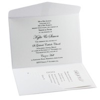 Wedding Invitations A6 Folio Pocket Fold Horizontal Diamond White Inside View