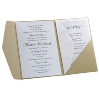 Wedding Invitations A6 Folio Pocket Fold Pouch Kraft Bridal White Bow - Inside View