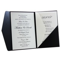 Wedding Invitations A6 Folio Pocket Fold Glittering Black - Inside View