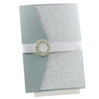 Wedding Invitations A6 Folio Pocket Fold Silver Charlyse Buckle