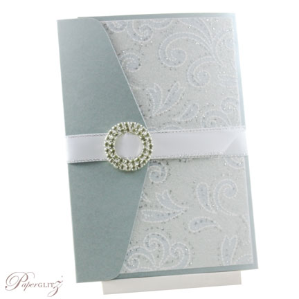 Inspirational Wedding Invitations A6 Folio Pocket Fold Silver Charlyse Buckle