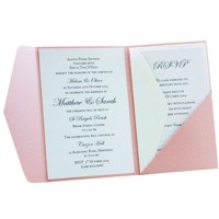 Christening Invitations A6 Folio Pocket Fold Vertical Pastel Pink Inside View