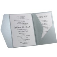 Wedding Invitations A6 Folio Pocket Fold Vertical Silver Steele - Inside View