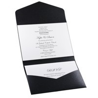 Wedding Invitation - C6 Pouch Pocket Fold in Glittering Black with Charlyse - Inside View