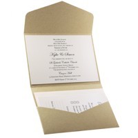 Wedding Invitations C6 Pouch Pocket Fold Kraft Sandstone - Inside View