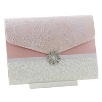 Wedding Invitations C6 Pouch Pocket Fold Pastel Pink Charlyse Pebbles Buckle