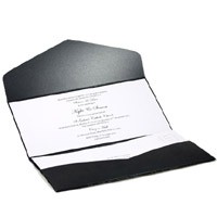 Wedding Invitations DL Pouch Pocket Fold Glittering Black Serenity - Inside View