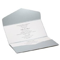 Wedding Invitations DL Pouch Pocket Fold Steele Silver Tuscany - Inside View