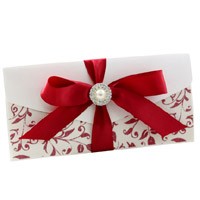 Wedding Invitation - DL Pouch Pocket Fold in Diamond White & Pink Enchanting