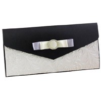 Wedding Invitations DL Pouch Pocket Fold Glittering Black Tuscany