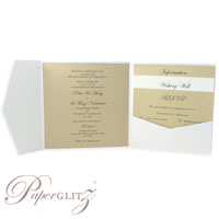 New 150x150mm Square Side Pocket Fold Invitations made in Australia from local & imported papers!