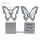 Example of a Paperglitz Butterfly Chair Bomboniere/Favor Box in Crystal Perle Steele (Silver). Image shows wings with the body tilted or with the wing body removed. It also shows options of printing names in a translucent insert or directly on the box. Tr