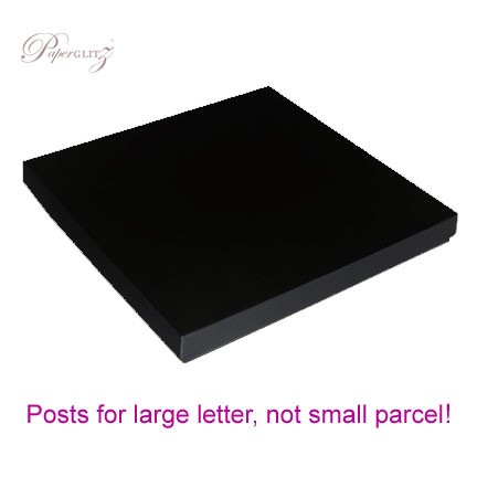 160x160mm Square Invitation Box - Crystal Perle Metallic Licorice Black