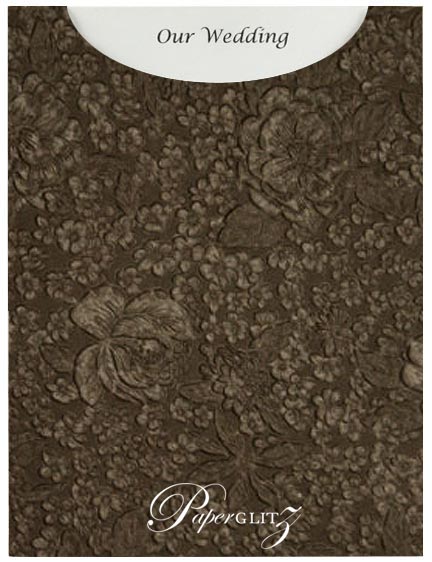 Glamour Pocket C6 - Embossed Flowers Chocolate Pearl