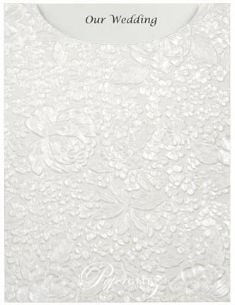 Glamour Pocket C6 - Embossed Flowers White Pearl