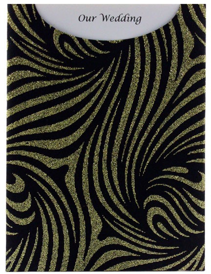 Glamour Pocket C6 - Glitter Print Venus Black & Gold Glitter
