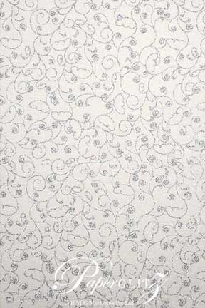 Handmade Chiffon Paper - Chloe White Pearl & Silver Glitter Full Sheets (56x76cm)