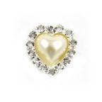 Diamante & Pearl Cluster - Heart Ivory - 10 Pack