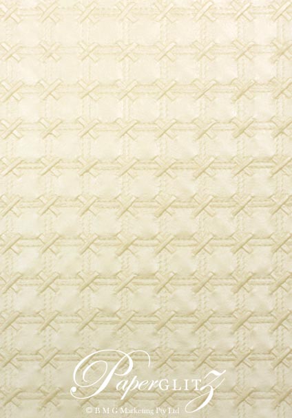 Glamour Pocket 150mm Square - Embossed Cross Stitch Ivory Pearl