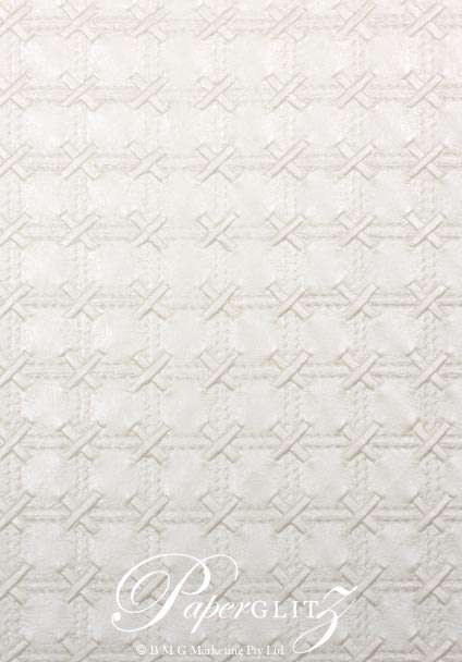 Handmade Embossed Paper - Cross Stitch White Pearl A4 Sheets